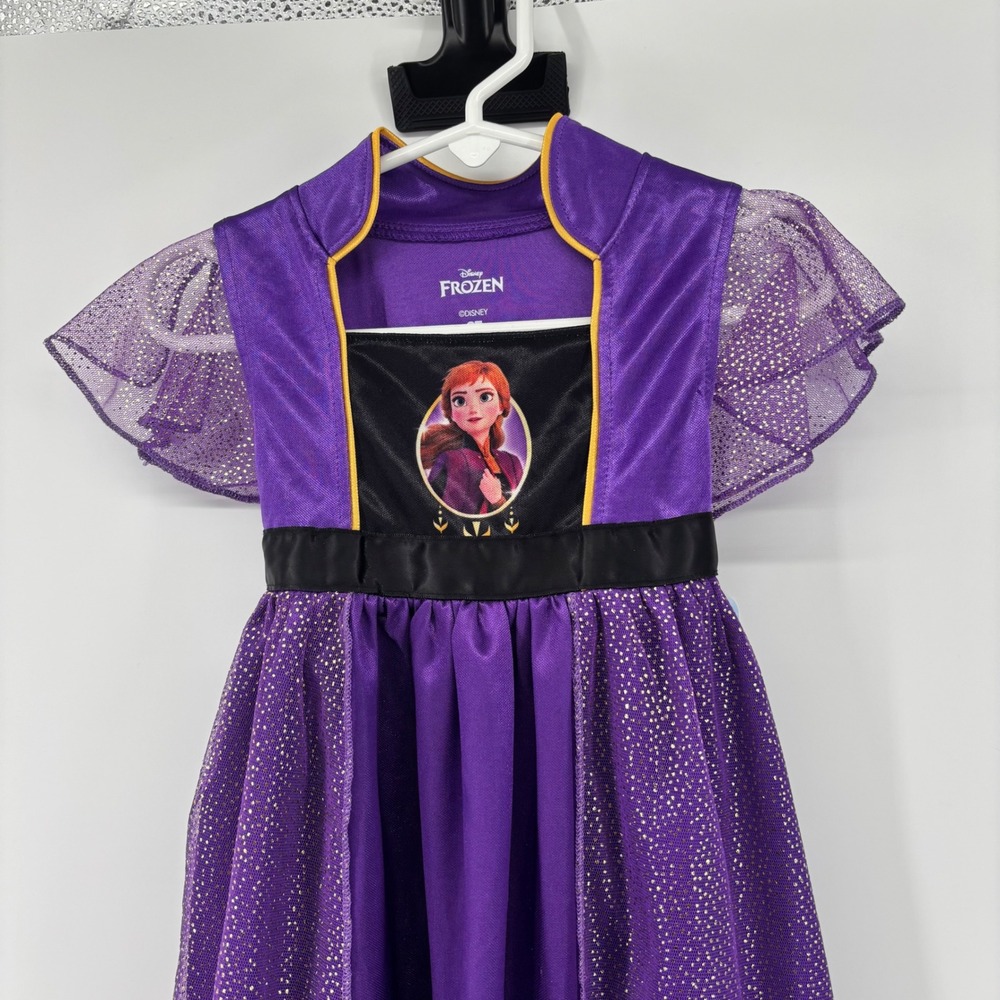 Disney Frozen Anna Purple Night Gown Sparkle Mesh Sleepwear Toddler Girls 2T NEW - Picture 2 of 9